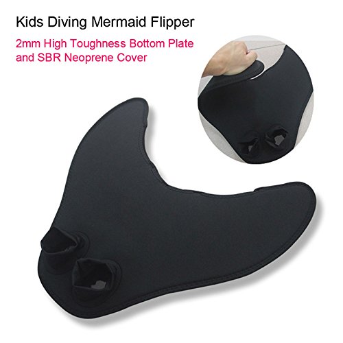 Qiyun Mermaid Swim Fin Mermaid Swim Fin, Kids Boys Swimming Diving Monofin Tails Fin Training Flippers, Blackcolour:Black; size:F