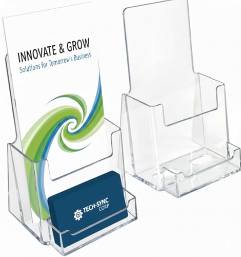 Azar Displays 252922-2PK Counter Trifold Brochure Holder with Business Card Poc…