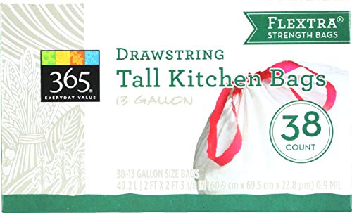 365 by Whole Foods Market, Bag Kitchen Tall Drawstring Flextra 13Gl 38Count, 38 Count