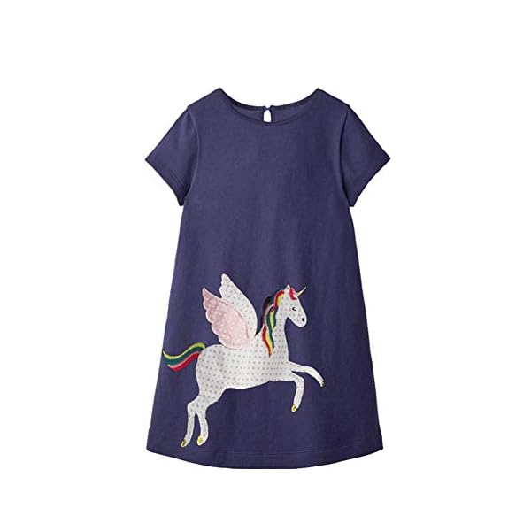 HILEELANG Baby Toddler Girl Cotton Casual Dress Easter Summer Short Sleeve Basic Tunic Playwear Shirt Dresses