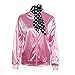 Pink Ladies Jacket 50S T Bird Danny Pink Satin Jacket Halloween Costume Neck Scarf (Small)