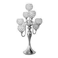 Liweibao-Home Candlesticks Restaurant Decoration Crystal Candlestick Center Decoration Metal Candle Holder Wedding Housewarming Gift (Color : Silver)