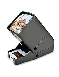 Visor de película y diapositivas de 1.378 in, pantalla de escritorio portátil LED negativa y deslizante, aumento 3X, visualización con iluminación LED, para diapositivas de 1.378 in y negativos de película (batería no incluida)