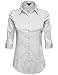 MAYSIX APPAREL Womens 3/4 Sleeve Stretchy Button Down Collar Office Formal Shirt Blouse White XL