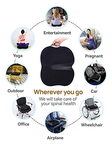 Travel Ease Memory Foam Coccyx Orthopedic Seat Cushion, Seat Cushion for Lower Back Pain and Sciatica Tailbone Pain Relief – Fit for Office Chair, Car Seat, Wheelchair (Black)