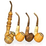 4 Pcs Pipes for Smoking - Vintage Wooden Tobacco Smoking Pipes - Gift for Men Husband Dad