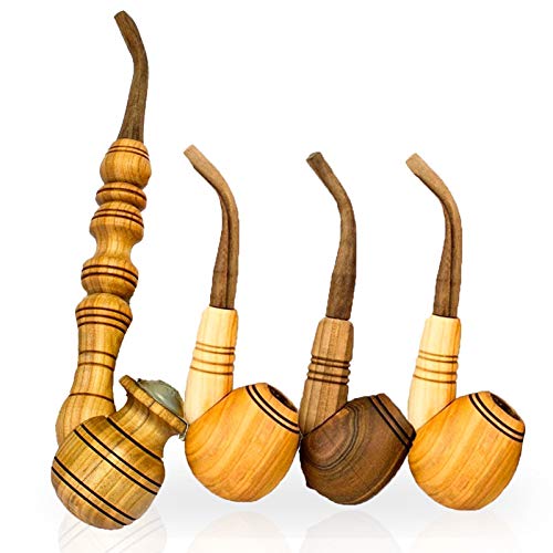 4 Pcs Pipes for Smoking - Vintage Wooden Tobacco Smoking Pipes, Best Gift for Men Husband Dad