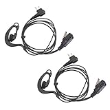 Lot 2 x Coodio G-Shape Earpiece Police Security Headset inline PTT Mic Microphone For 2 Pin Motorola, Hytera 2 Way Radio Walkie Talkie
