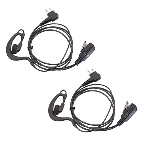 Lot 2 x Coodio G-Shape Earpiece Police Security Headset inline PTT Mic Microphone For 2 Pin Motorola, Hytera 2 Way Radio Walkie Talkie