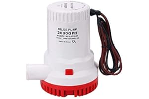 NovelBee 12V 2000 GPH Boat Marine Electric Submersible Bilge Pump Boat Marine Plumbing Electric Bilge Pump with Hose ID 29mm 