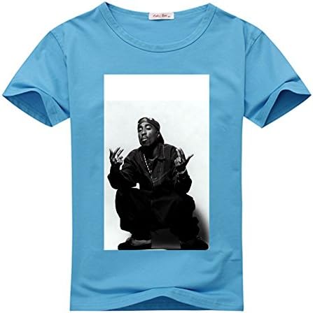 NOTORIOUS B.I.G 2PAC TUPAC women's Crew Neck Tee shirt Sky Blue X-Large