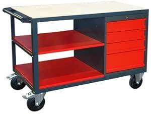 Banco De Trabajo Con Ruedas De Acero pulverizado con 4 cajones en