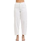 Judy Blue High Rise Rigid Magic Barrel Jeans- Ivory Gem