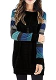 Poulax Women's Cotton Knitted Long Sleeve Lightweight Tunic Sweatshirt Tops (XXXL=US16-18, New Navy Blue)