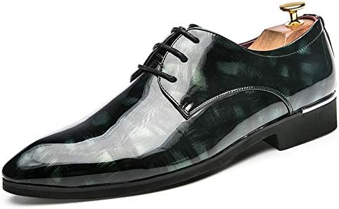 Jaypar Men's Fashion Oxford Casual Comfortable Simple Personality Texture Patent Leather Formal Dress Shoes (Color : Green, Size : 6.5 UK)