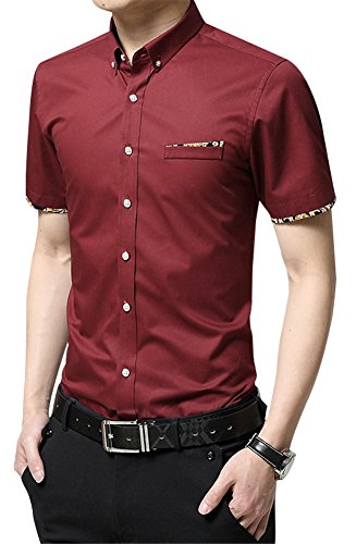 Mens button down shirts frtcv causal cotton short sleeve dress sh…