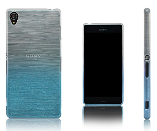 Xcessor Transition Color Flexible TPU Case for Sony Xperia Z3. With Gradient Silk Thread Texture.Transparent / Light Blue