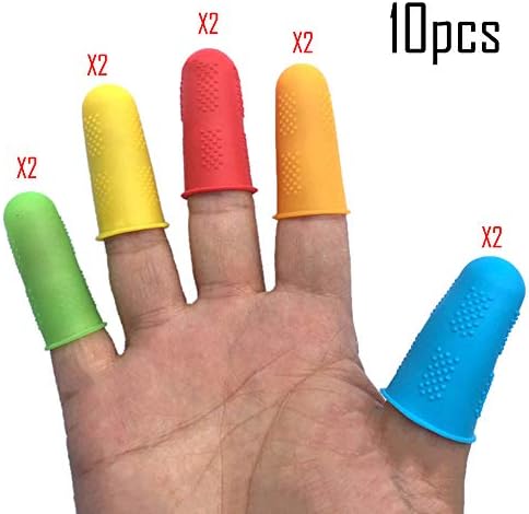 10PCS Silicone Finger Protectors Covers Caps for Hot Glue Gun Wax Rosin Resin Honey Adhesives Scrapbooking Sewing Crafts Ironing Embroidery Needlework Accessories in 3 Sizes Random Color (10PCS)