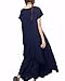 ZANZEA Womens Vintage Round Neck Two-layer Short Sleeve Cotton Linen Maxi Dress Navy XL