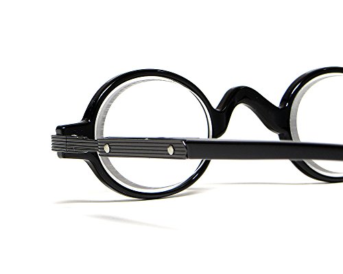 Calabria R314 Unisex Vintage Professor Oval Reading Glasses Incredibly Lightweight and Comfortable in Black +2.50