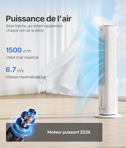EXNOS Silent Air Cooler - Alternative Air Conditioner Mobile Without Evacuation, 75° Oscillation, 12H Timer, Remote Control, White