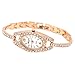 Women's Elegant Minimalism Rhinestone Crystal Stainless Steel Wrist Watch Rose Gold