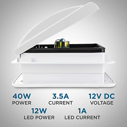 Hike Crew 14” RV Roof Vent Fan w/LED Light 12V 6Speed Intake