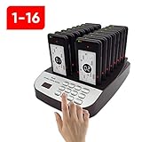 NOLAS Corum Restaurant Call Coaster Pagers/Guest Waiting Pager/Wireless Paging System with Charging Dock and Transmitter (Available in 10/16/24/32/48/64/80/96 Units) (1-16)