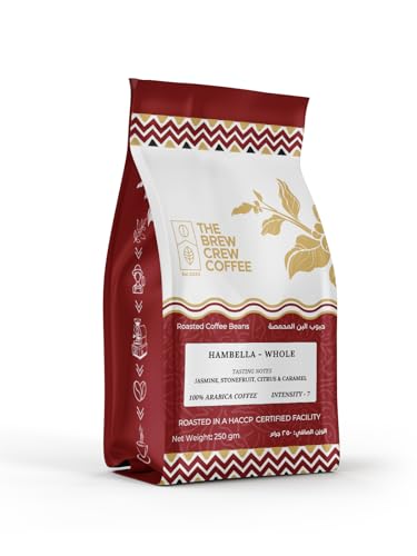 The Brew Crew Coffee – Single Origin Ethiopia Hambella, 100% Arabica Coffee Beans, Medium Roast, 250g | Natural Process | Fruity & Floral Notes | One-Way Aroma Valve