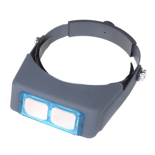 SKYZONAL Headband Magnifier Jewelry Visor Opitcal Glass Binocular Magnifier With Lens -1.5X 2X 2.5X 3.5x Magnification, 4" Focal Length