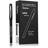 Kyinflose Pens, Smooth Gel Ink Roller Ball Pens, Fine Point, Black, 12-Pack (0.5mm)
