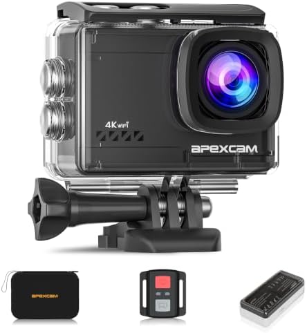 Cámara Deportiva 4K60 EIS con Bolsa Organizadora WiFi Cámara subacuática Impermeable 40M Action Camera Gran Angular 2.4G Remoto 2 baterías de 1350mAh y Accesorios Multiples