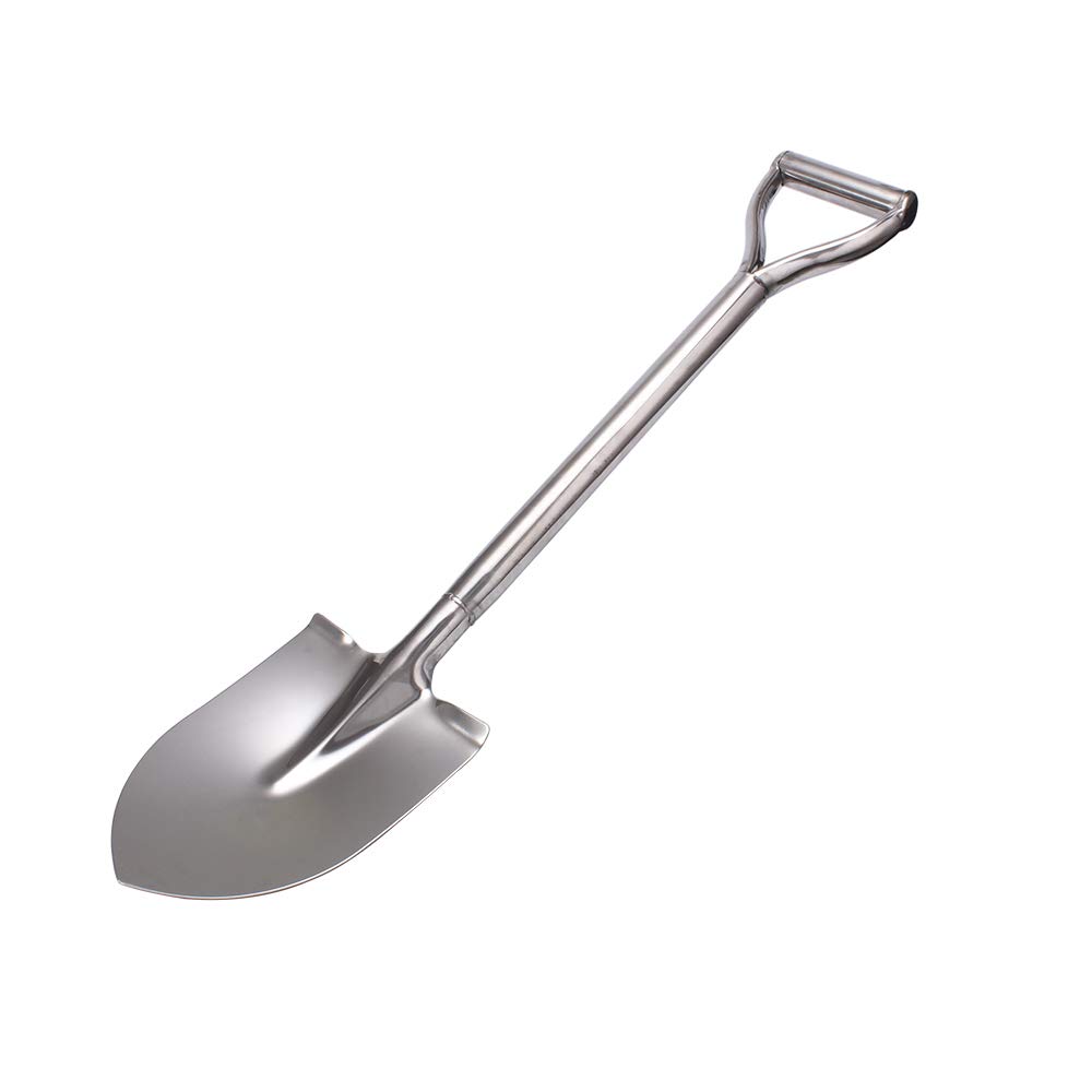 LUBAN Stainless Steel Shovel Length:80 Round Metal Shovel with D Handle Stainless Steel Spade Shovel Pointed Blade Gardening Camping Transplant