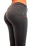 U-Turn Style 1119 Butt lifting, Levanta Cola, Skinny Leg Premium French Terry Fashion Moleton in Asphalt,X-Large