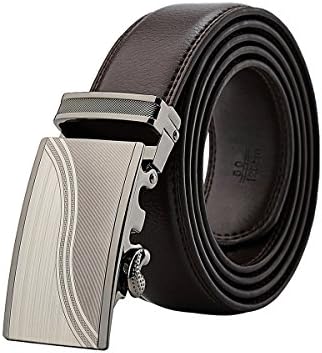 Men's Leather Dress Ratchet Belt With Automatic Slide Buckle ( Brown,Black) (S19-BR)