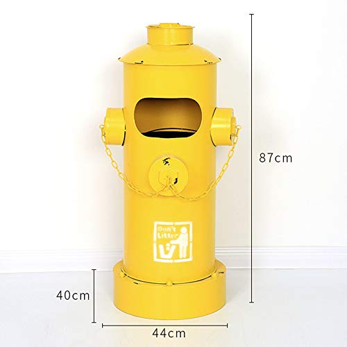 MQW Red/Yellow Industrial Wind Fire Hydrant Trash Bin Retro Old Iron Iron Storage Bucket Creative Oil Buckle Floor Decoration 44 87 (cm) Delicate and Beautiful (Color : Yellow)