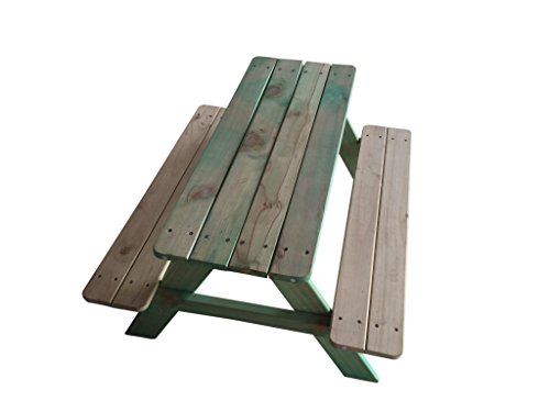 Swing-N-Play Kids Wooden Picnic Bench. Green and Natural Color.