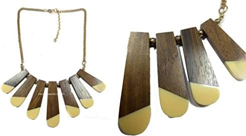 Western looking Women's Wooden Necklace Black n Creme