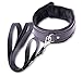Niche-Finds Faux Leather/Fur Collar Choker with Detachable Leash, Black, medium to large