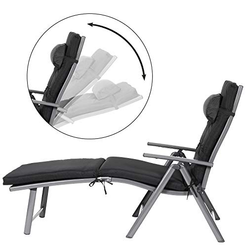 SONGMICS Liegestuhl, Sonnenliege mit 6 cm Dicker Matratze, aus Aluminium, rutschfest, atmungsaktiv, neigbar, maximale Belastung 150 kg, schwarz, GCB24BK – Bild 4
