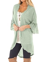 Spadehill - Kimono de manga 3 4 para mujer con detalles de encaje