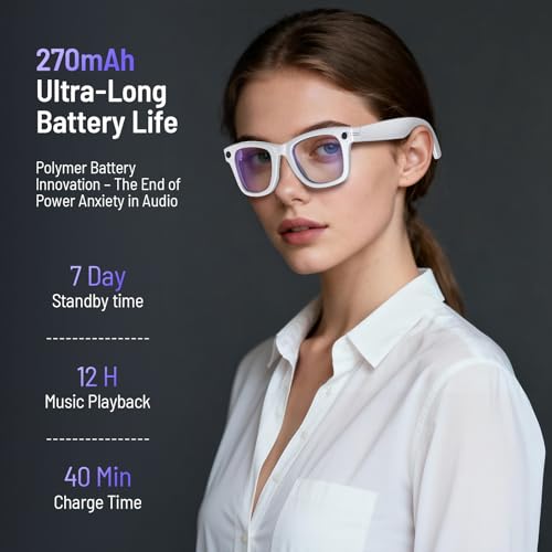 2026 AI Smart Glasses with Camera and Bluetooth, 8MP 4K Camera Glasses with Translation & Voice Control, Video, Audio Recording, IP67 Waterproof Smart Glasses for Business & Outdoor(Photochromic)