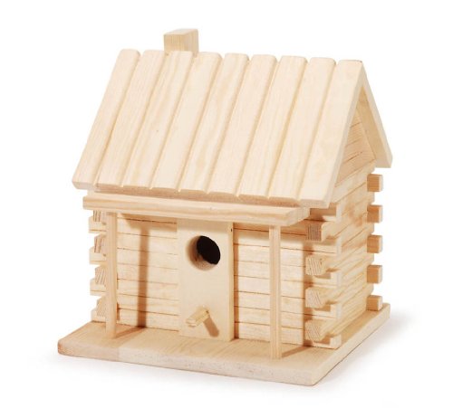 Darice Natural Wood Log Cabin Birdhouse, 7.2 inches (Best Log Cabin Kits Reviews)