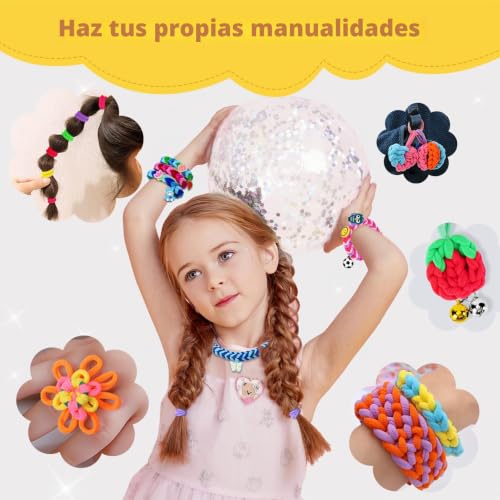 FunzBo 1000pcs Rubber Bracelet Making Kit for Girls, Colorful Elastic Bands for Creating Jewelry and Bracelets, Creative DIY Set, Original Birthday Gift for Children +6 Years