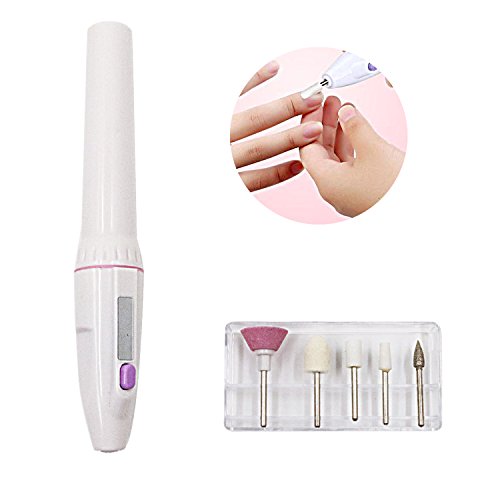 Tanjin Professional Electric Manicure Set,Nail Drill File Nail Art buffring Kit Pedicure Manicure Polishing Kit Battery Powered