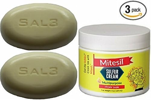 Mite 3 Pack - Mitesil Sulfur Cream + 2 Bars SAL3 soap, 10% Sulfur, 3% Salicylic Acid by Mitesil