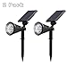 T-SUN Solar Spotlights Outdoor, 2 Pack White LED Landscape Lights, Waterproof Solar Powered Light with Auto On/Off, Adjustable Wall Lights for Yard, Garden, Patio, Driveway, Pool