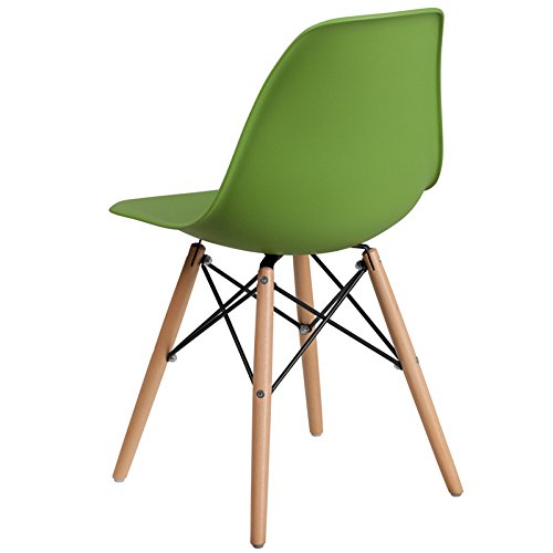 Emma + Oliver White Plastic Chair with Wooden Legs Pricepulse