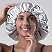 YANIBEST Satin Bonnet Sleep Bonnet Cap - Extra Large, Double Layer, Reversible, Adjustable Satin Cap for Sleeping Hair Bonnet(X-Large) Grey
