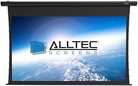 Alltec 133" Diag. (65x116) Premium Quiet Motor Tensioned Electric Screen, HDTV Format, 4KUHD Fabric - Black Case